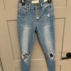 PacSun Sky Blue High Rise Distressed Jeans